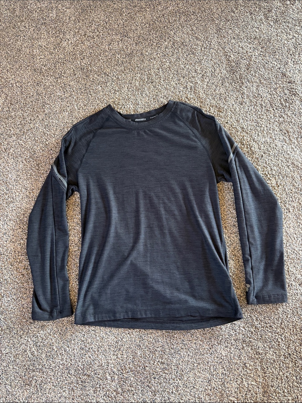 Boys Russell Athletic Long Sleeve Black Crew Performance Top Size 8